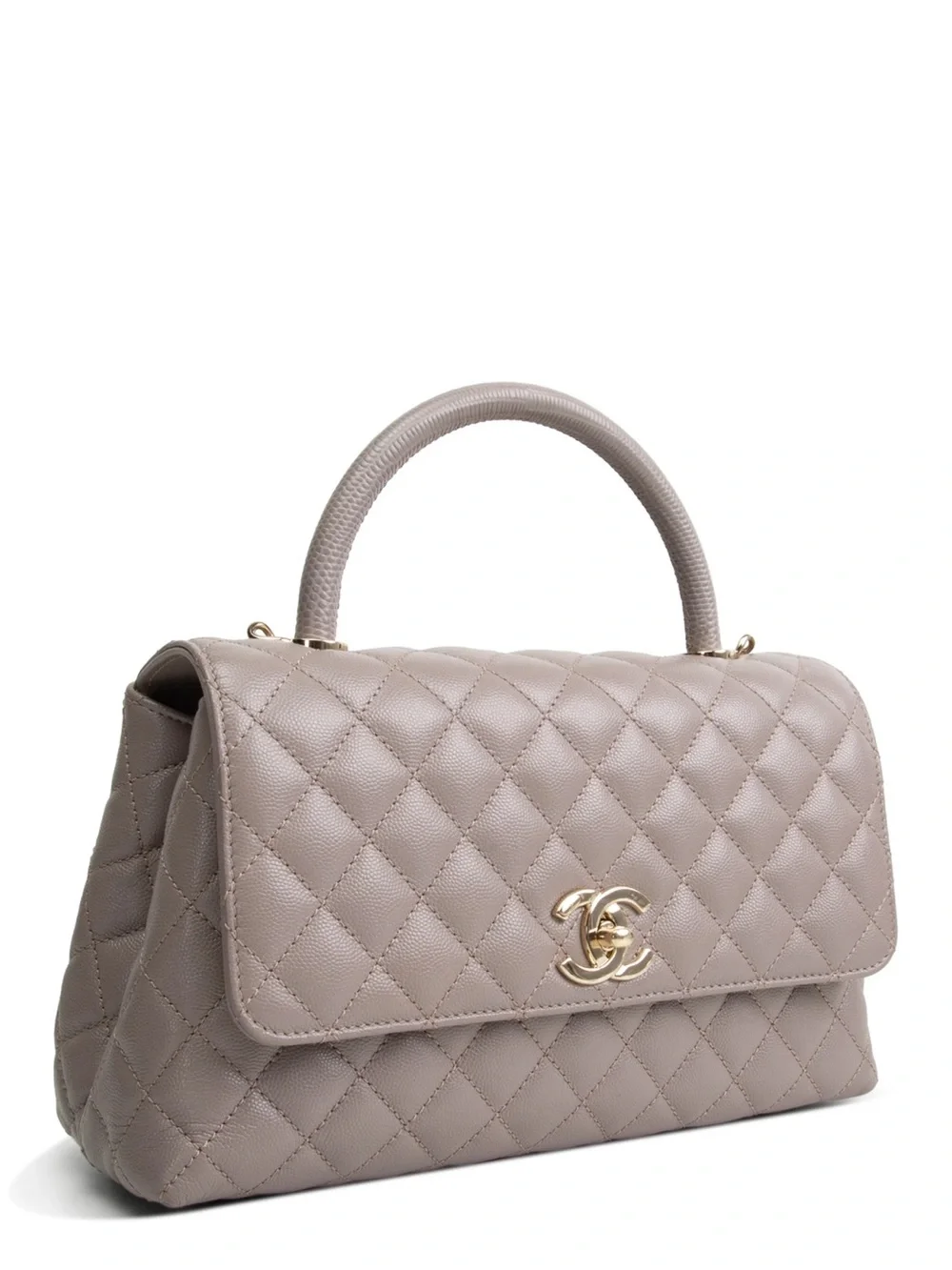 CHANEL Small Lizard Trimmed Coco Handle Shoulder Bag - Light Purple